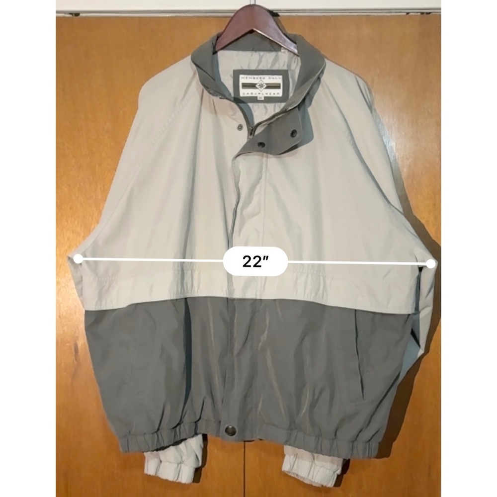 VTG Members Only‎ Casualwear Mens 2X Zip Up Bomber Jacket Beige Olive Green - Picture 9 of 13